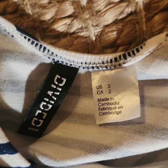 H&M Navy and White Striped Midi Dress - Picture 2 of 4